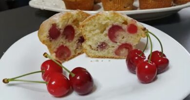 Najbolji recept za voćne kolače! Proveren – Mafini sa trešnjama. Bez miksera, priprema 10 minuta.